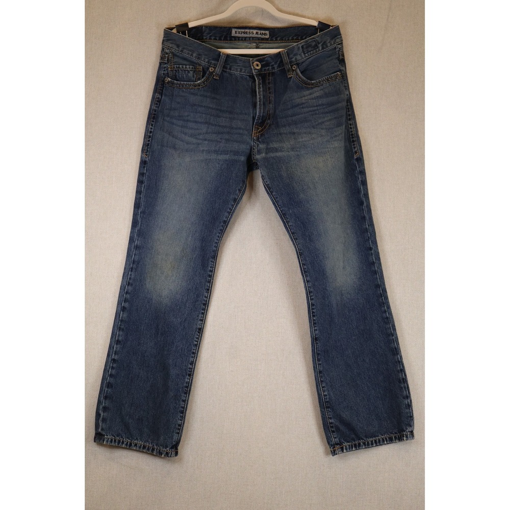 Express Jeans Kingston Classic Fit Boot Cut Medium Wash Denim 34x32 Mens